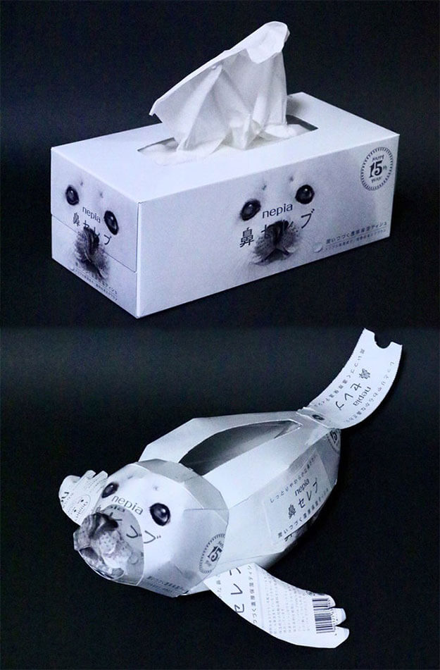 Embalagem famosa do produto girou arte surpreendente por artista japonês