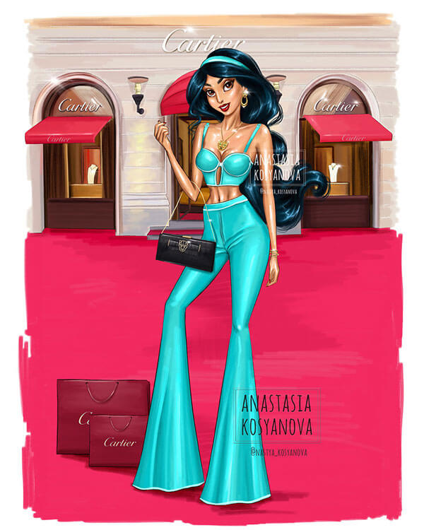 19 lindas ilustrações das Princesas da Disney usando marcas de luxo
