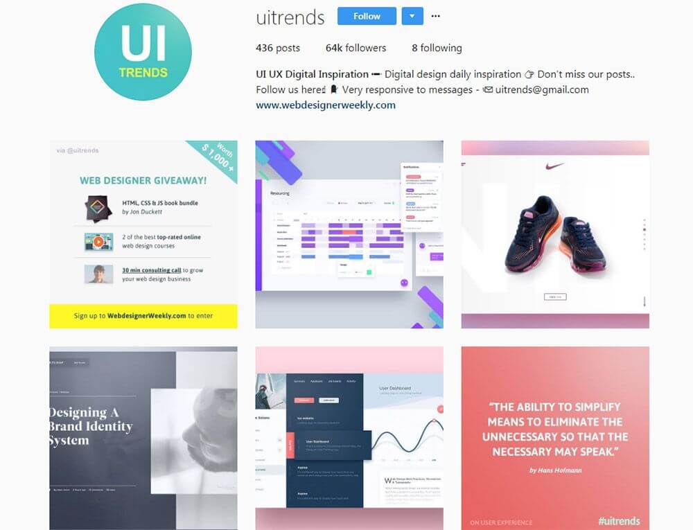 11 contas do Instagram para Inspiração de Design UI e UX
