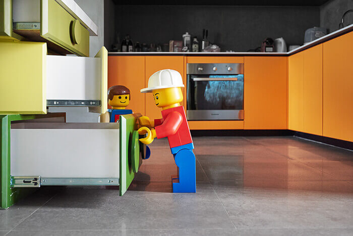 Projeto criativo do apartamento temático de LEGO