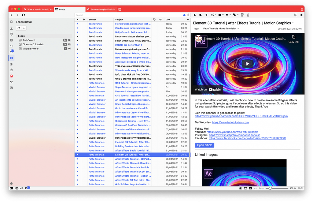 Vivaldi está lançando um cliente de e-mail, leitor RSS e ferramenta de tradução