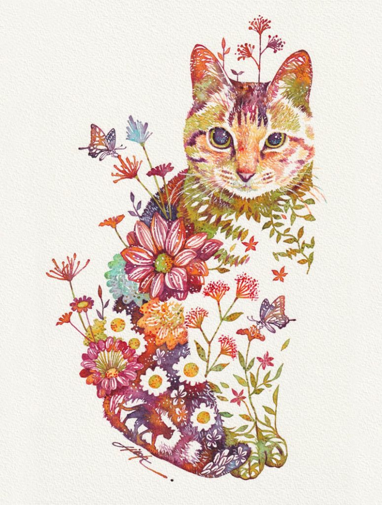 Gato floral: flores botânicas vivas de gatos por Hiroki Takeda