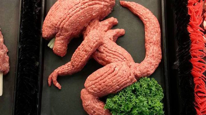 Esculturas incomuns de carne moída do artista gastronômico Kieran Gormley
