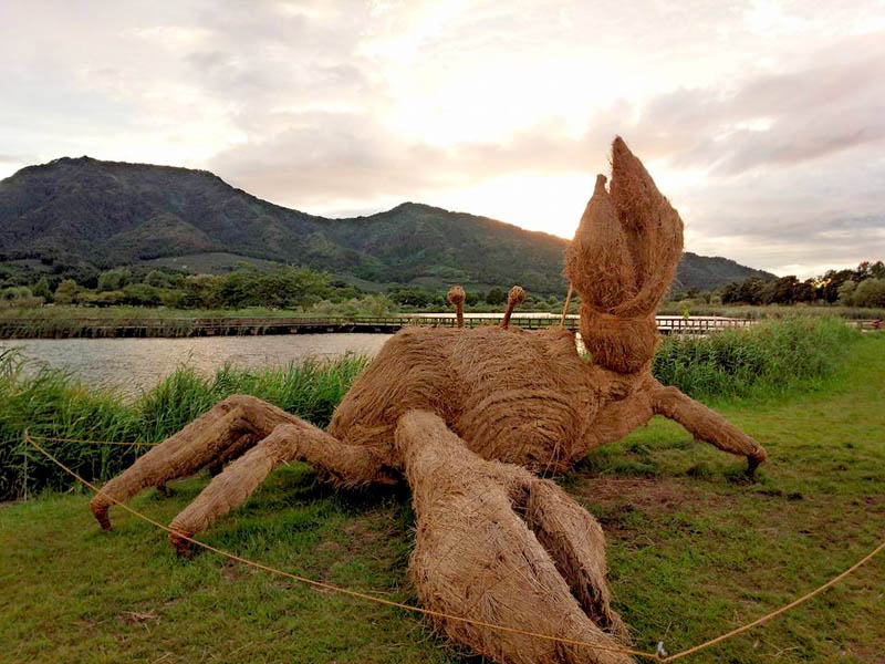 Enormes esculturas de palha do Festival Anual de Arte Wara do Japão