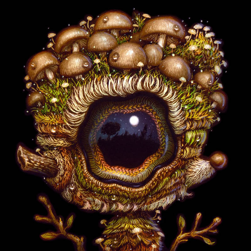 Criaturas fantásticas imaginadas de olhos arregalados de Naoto Hattori