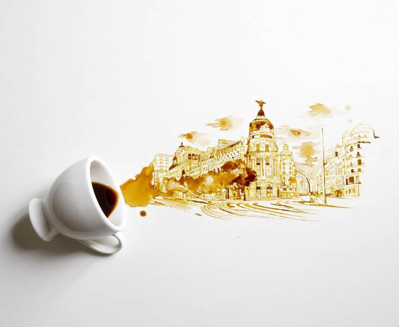 Desenho de Café Derramado pela Artista Italiana Giulia Bernardelli