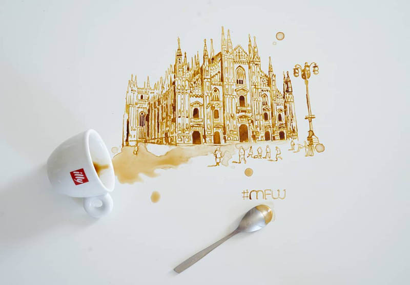 Desenho de Café Derramado pela Artista Italiana Giulia Bernardelli