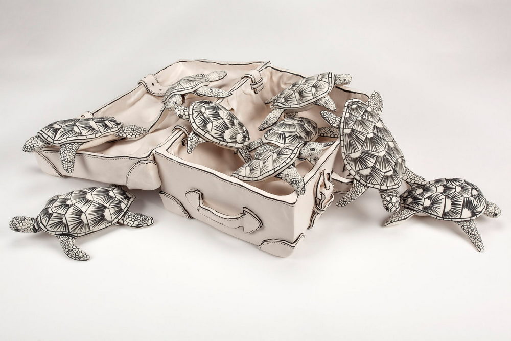 Esculturas de cerâmica de desenho por Katharine Morling