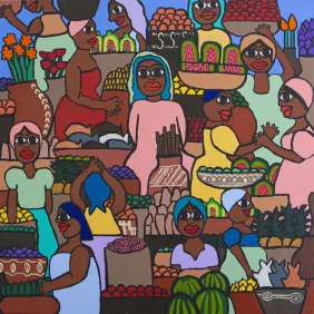 As obras de arte inspiradas no folk de Kenya Parry Josiah criam um espaço alegre para mulheres negras