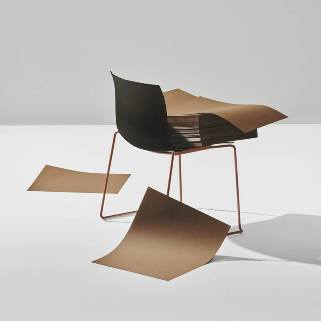 Esta elegante cadeira de escritório é feita de papel
