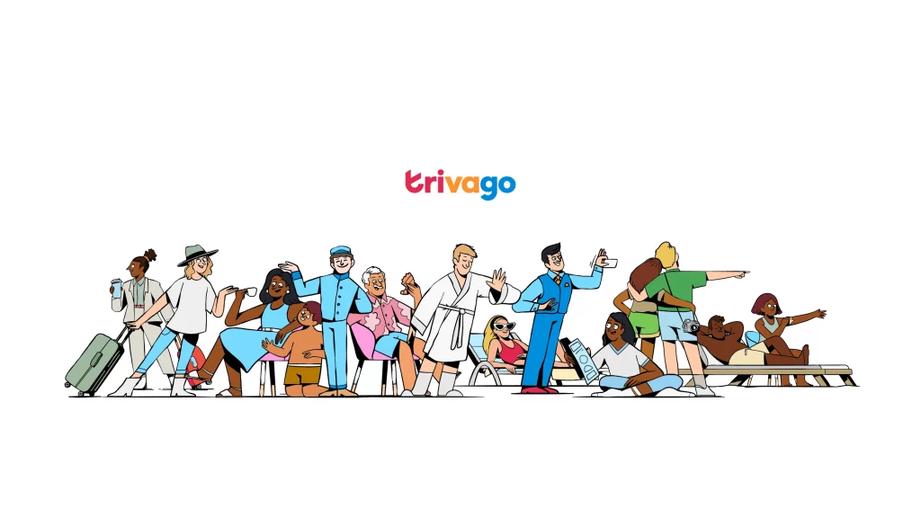 A biblioteca de ilustrações do Trivago é influenciada pelas comédias animadas dos anos 2000