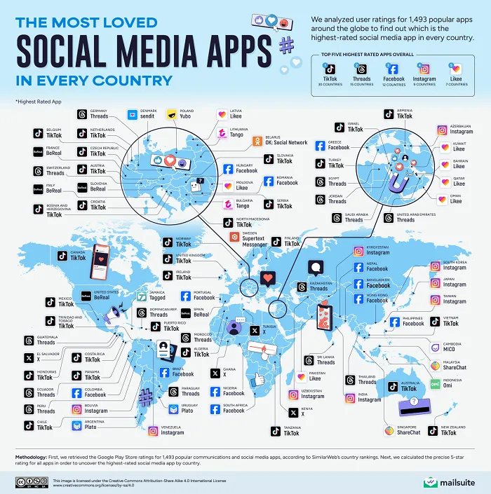 Os aplicativos de mídia social mais amados por país [Infográfico]